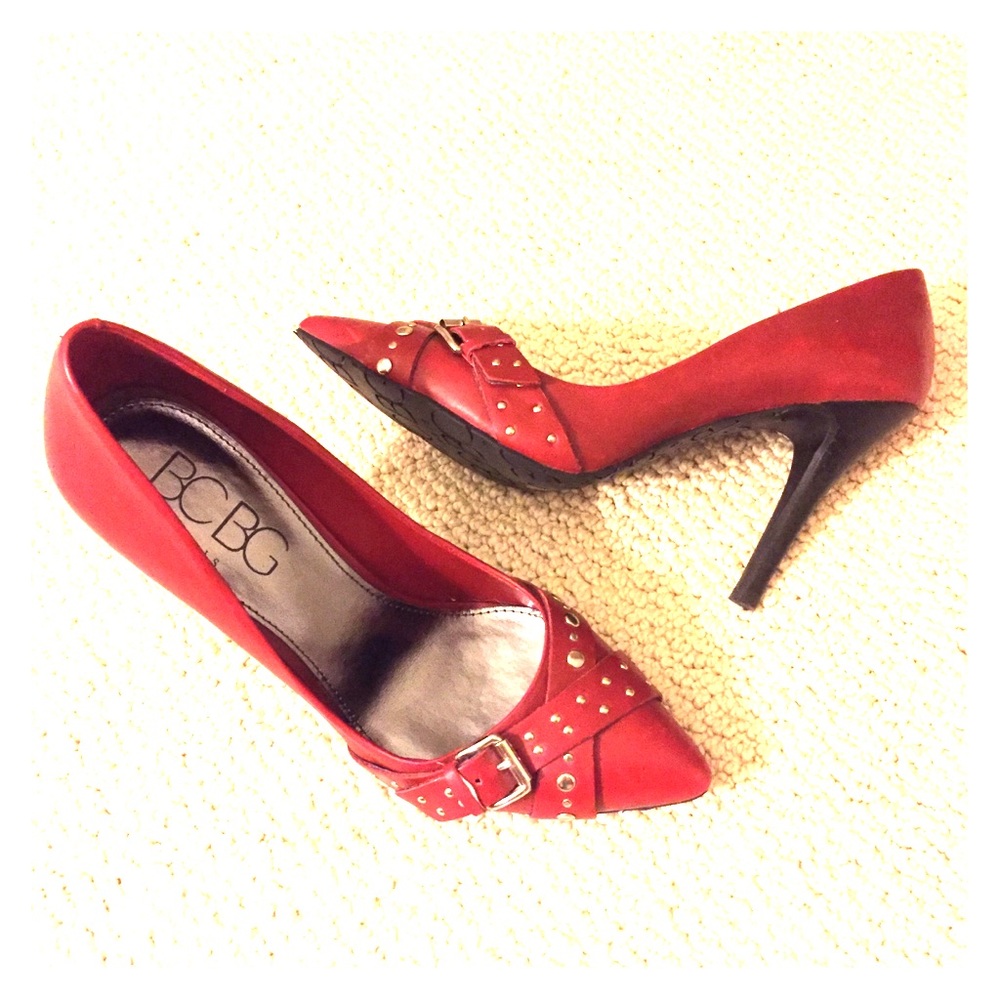 BCBG Lucinex Studded Buckle Heels